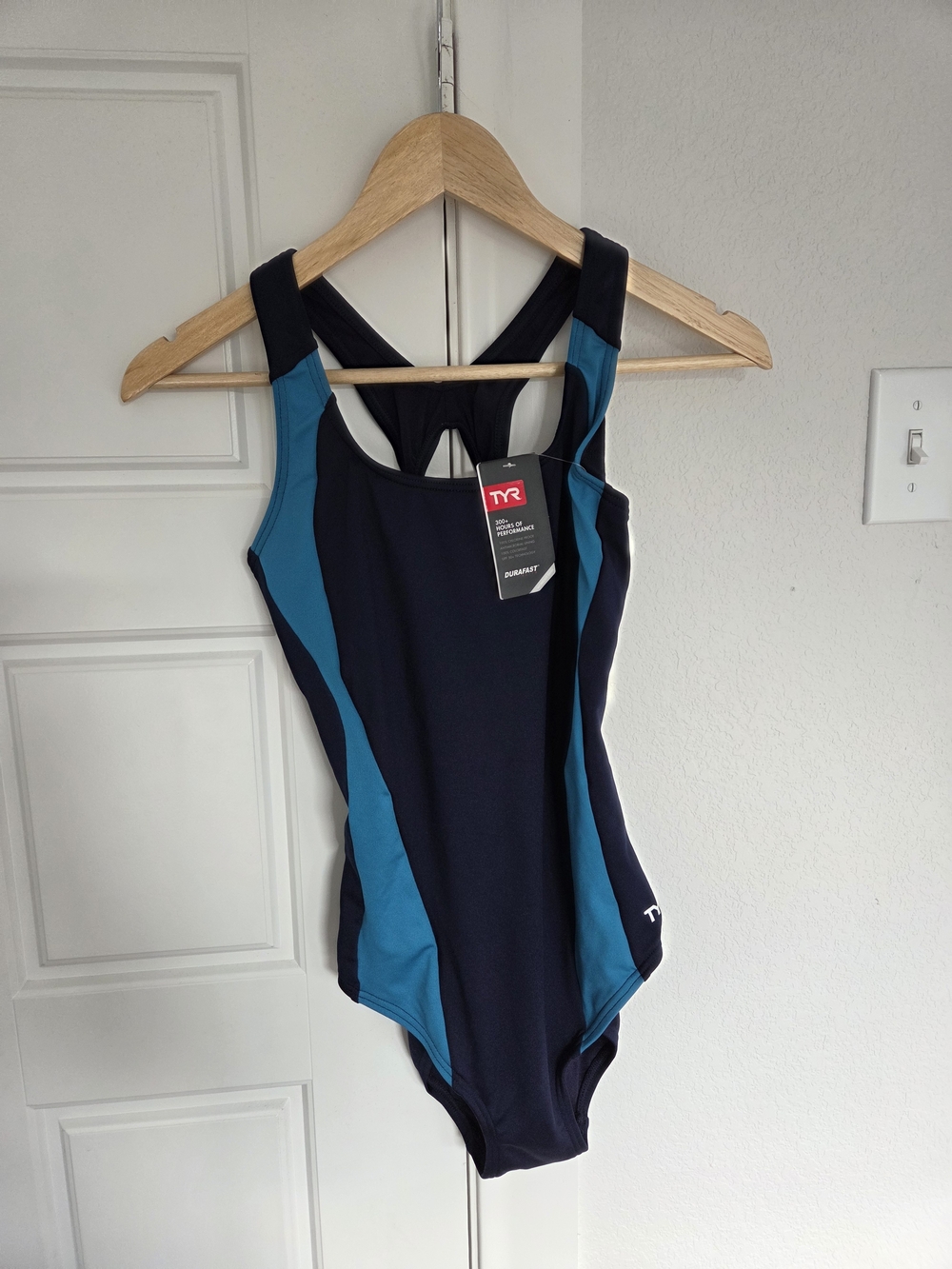 TYR Navy and Teal Performance One-Piece Swimsuit - New With Tag